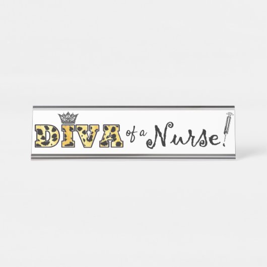 "DIVA" einer Krankenschwester!" Schreibtischnamensplakette (Vorderseite )