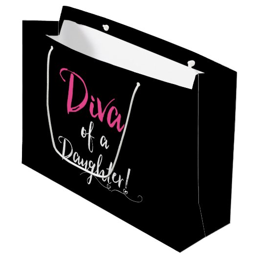 "DIVA einer Tochter!" Große Geschenktüte (Vorderseite Schrägansicht)