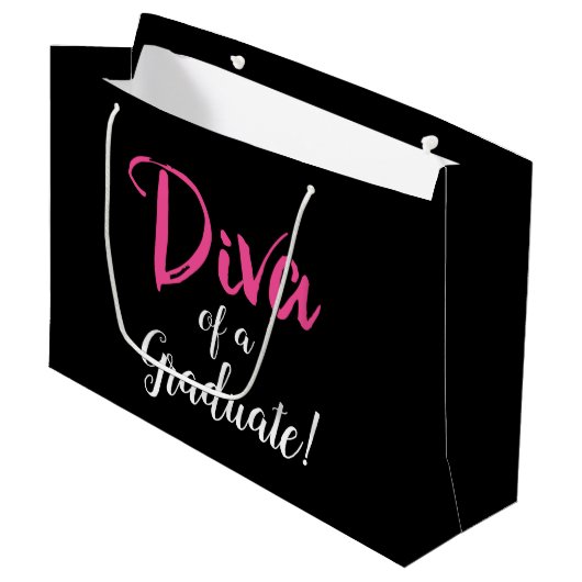 "DIVA eines Absolventen!" Große Geschenktüte (Vorderseite Schrägansicht)