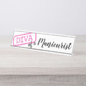 "DIVA" eines Manicuristen Schreibtischnamensplakette (Vorderseite )