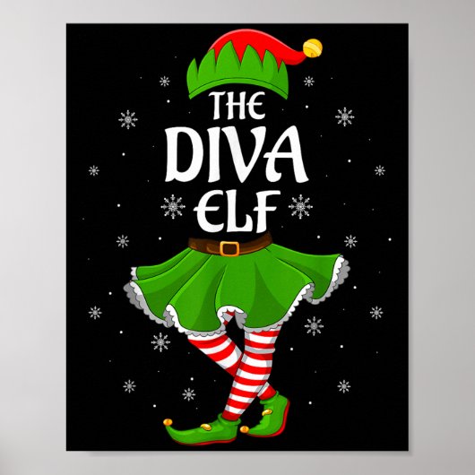 Diva Elf Christmas Family Girls Elf Squad Xm Poster (Vorne)