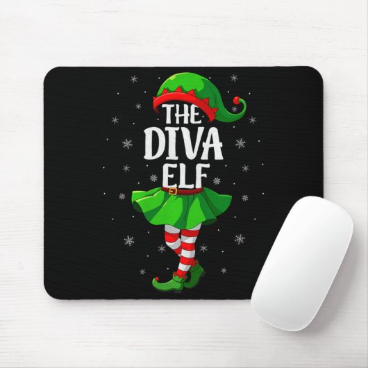 Diva Elf Christmas Girls Women Elf Squad Xmas Fami Mousepad (Mit Mouse)