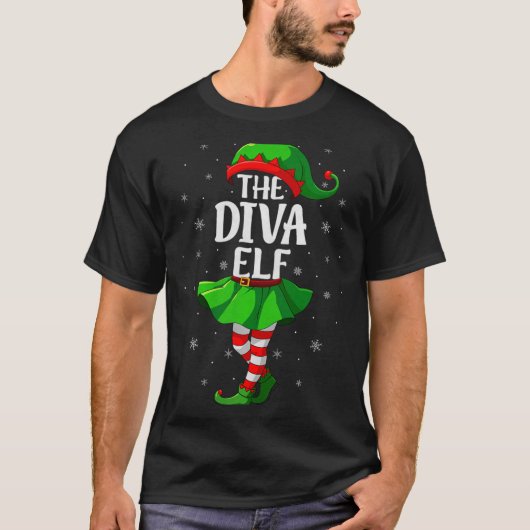 Diva Elf Christmas Girls Women Elf Squad Xmas Fami T-Shirt (Vorderseite)