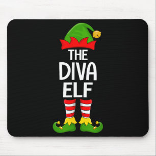Diva Elf Matching Family Elf Squad Christmas Girls Mousepad