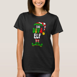 Diva Elf Pajama Matching Group Weihnachtsfeiertag T-Shirt
