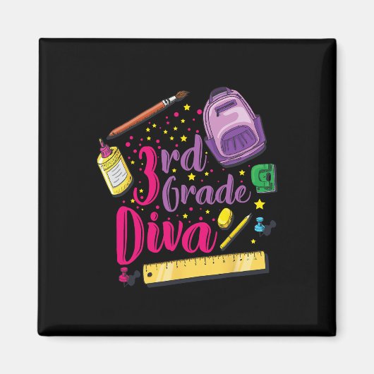 Diva erster Schultag Mädchen Kleidung Gi Magnet (Vorne)