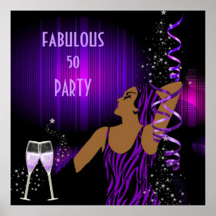 Diva Fabulous 50 LADY Lila Party Champagne Poster