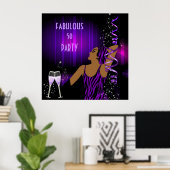 Diva Fabulous 50 LADY Lila Party Champagne Poster (Heimbüro)