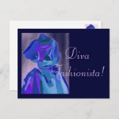 Diva Fashionista in blau I Postkarte (Vorne/Hinten)