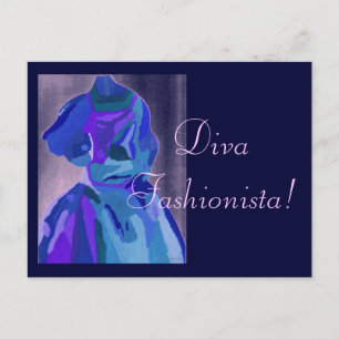 Diva Fashionista in blau I Postkarte