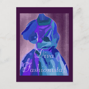 Diva Fashionista in blau I Postkarte