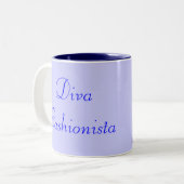 Diva Fashionista in blau I Zweifarbige Tasse (Vorderseite Links)