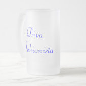 Diva Fashionista in blau Mattglas Bierglas (Vorderseite Links)