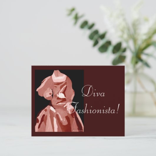 Diva Fashionista in neutraler Postkarte (Stehend Vorderseite)