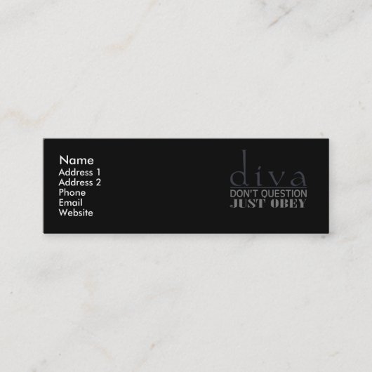 Diva: Fragen Sie nicht Mini Visitenkarte (Vorderseite)
