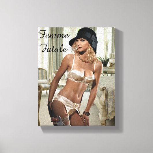 Diva, Frau der 1920er Jahre - Rauchen und Waffen Leinwanddruck (Vorderseite)