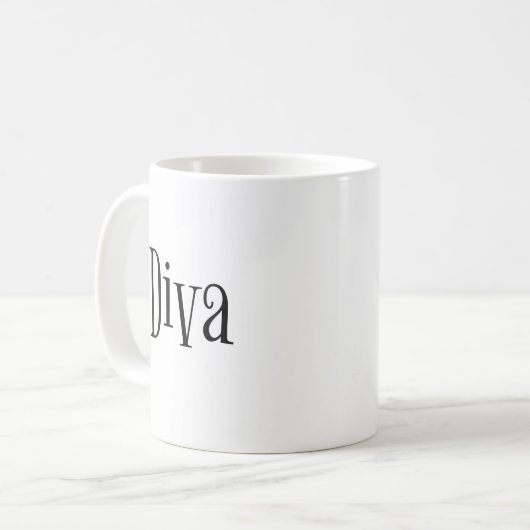 Diva Funny Whimsical Text Kaffeetasse (Vorderseite Links)