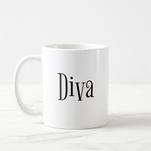 Diva Funny Whimsical Text Kaffeetasse (Links)