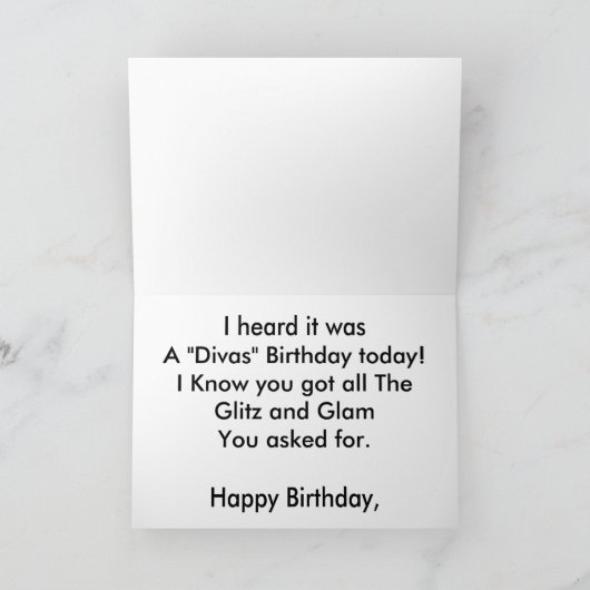 Diva-Geburtstags-Karte Karte (Innenseite)