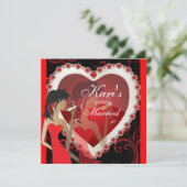 Diva Girls Night Out in einem Jewel Heart Red Einladung (Stehend Vorderseite)