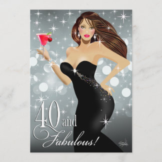 Diva Glam Bombshell 40. Geburtstag| Silber Einladung