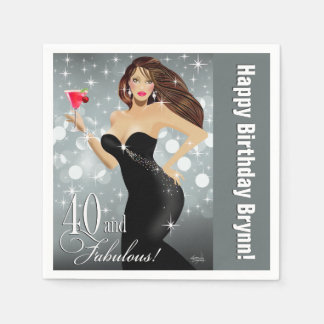Diva Glam Bombshell 40. Geburtstag | silber Serviette