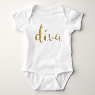 "Diva" Gold Typografie Baby Girl Stilvolle Eleganz Strampler