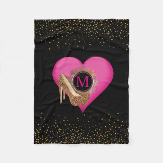 Diva-hoher Heels| Chic-Schwarz-GoldGlitzerConfetti Fleecedecke