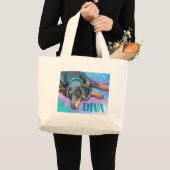 Diva-Hund Jumbo Stoffbeutel (Vorderseite (Produkt))