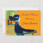 DIVA IM PARTY MIT BLAUEM MONOGRAMM BRAUTPARTY EINLADUNG (Vorderseite)