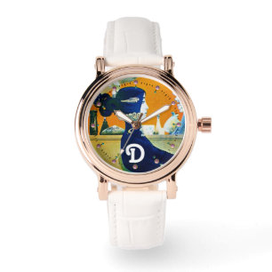 DIVA IN BLAU, SCHÖNHEIT FASHION MONOGRAMM ARMBANDUHR