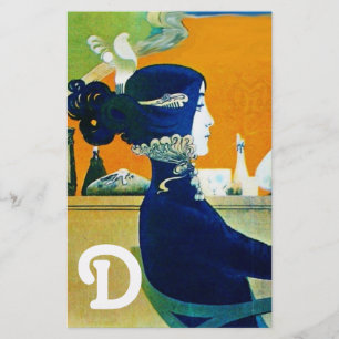 DIVA IN BLAU, SCHÖNHEIT FASHION MONOGRAMM BRIEFPAPIER