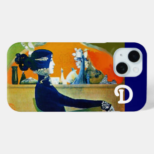 DIVA IN BLAU, SCHÖNHEIT FASHION MONOGRAMM iPhone 15 HÜLLE