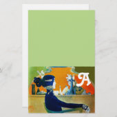 DIVA IN BLAU, SCHÖNHEIT FASHION MONOGRAMM Grün Briefpapier (Vorne/Hinten)