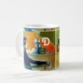 DIVA IN BLAU, SCHÖNHEIT FASHION MONOGRAMM KAFFEETASSE (Vorderseite Links)