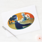 DIVA IN BLAU, SCHÖNHEIT FASHION MONOGRAMM OVALER AUFKLEBER (Umschlag)