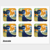 DIVA IN BLAU, SCHÖNHEIT FASHION MONOGRAMM QUADRATISCHER AUFKLEBER (Blatt)