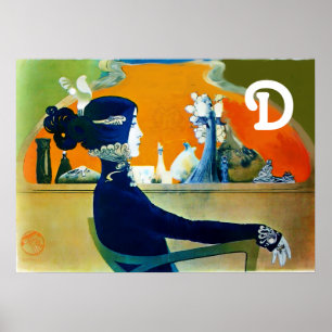 DIVA IN BLAU / Schönheit,Haar,Mode Monogramm Poster