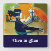 DIVA IN BLAU, SCHÖNHEIT QUADRATISCHE WANDUHR (Vorderseite)