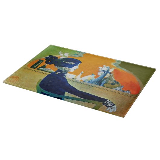 DIVA in BLAUE Art Nouveau Beauty Fashion Cutting B Schneidebrett (Ecke)