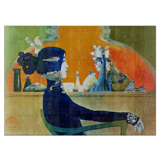 DIVA in BLAUE Art Nouveau Beauty Fashion Cutting B Schneidebrett (Vorderseite)