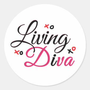 Diva in den roten klassischen Round Stickers