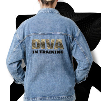 Diva in der Ausbildung Gold Blue Denim Jacket Jeansjacke