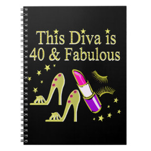 DIVA IST 40 UND FABULOUS GOLD HOCHHEEL DESIGN NOTIZBLOCK