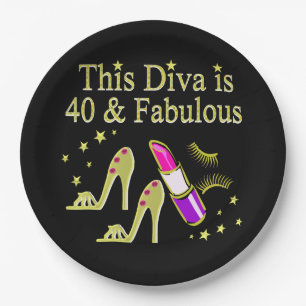 DIVA IST 40 UND FABULOUS GOLD HOCHHEEL DESIGN PAPPTELLER
