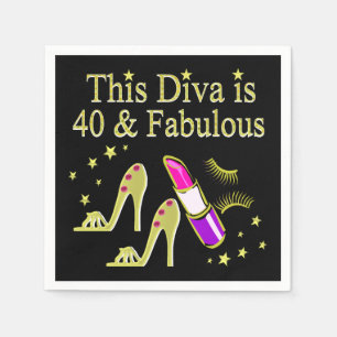 DIVA IST 40 UND FABULOUS GOLD HOCHHEEL DESIGN SERVIETTE