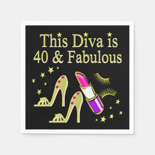 DIVA IST 40 UND FABULOUS GOLD HOCHHEEL DESIGN SERVIETTE (Vorderseite)
