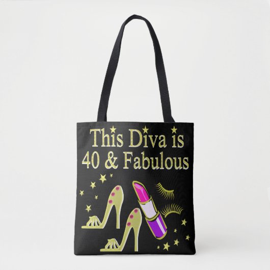 DIVA IST 40 UND FABULOUS GOLD HOCHHEEL DESIGN TASCHE (Vorderseite)