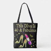 DIVA IST 40 UND FABULOUS GOLD HOCHHEEL DESIGN TASCHE (Rückseite)