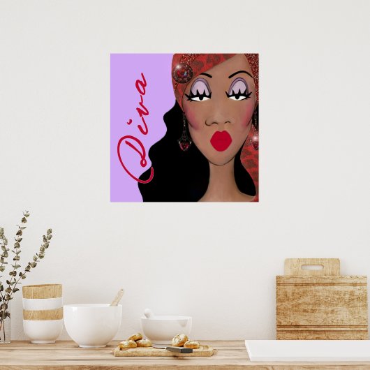 Diva ist ein Wort mit vier Buchstaben Poster (Küche)